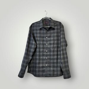 UNTUCKIT Shirt Mens Large‎ Devitt Wrinkle Free Gingham Plaid Oxford Regular Fit